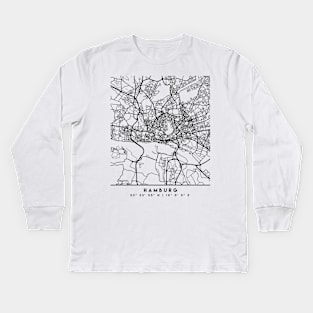 HAMBURG GERMANY BLACK CITY STREET MAP ART Kids Long Sleeve T-Shirt